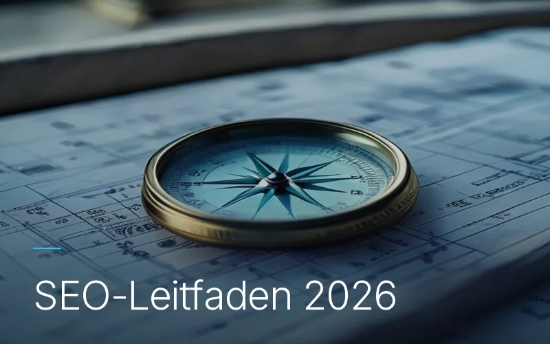Messingkompass auf dem Bauplan eines Fundaments — Kompass statt Landkarte als Bild für Suchmaschinenoptimierung 2026